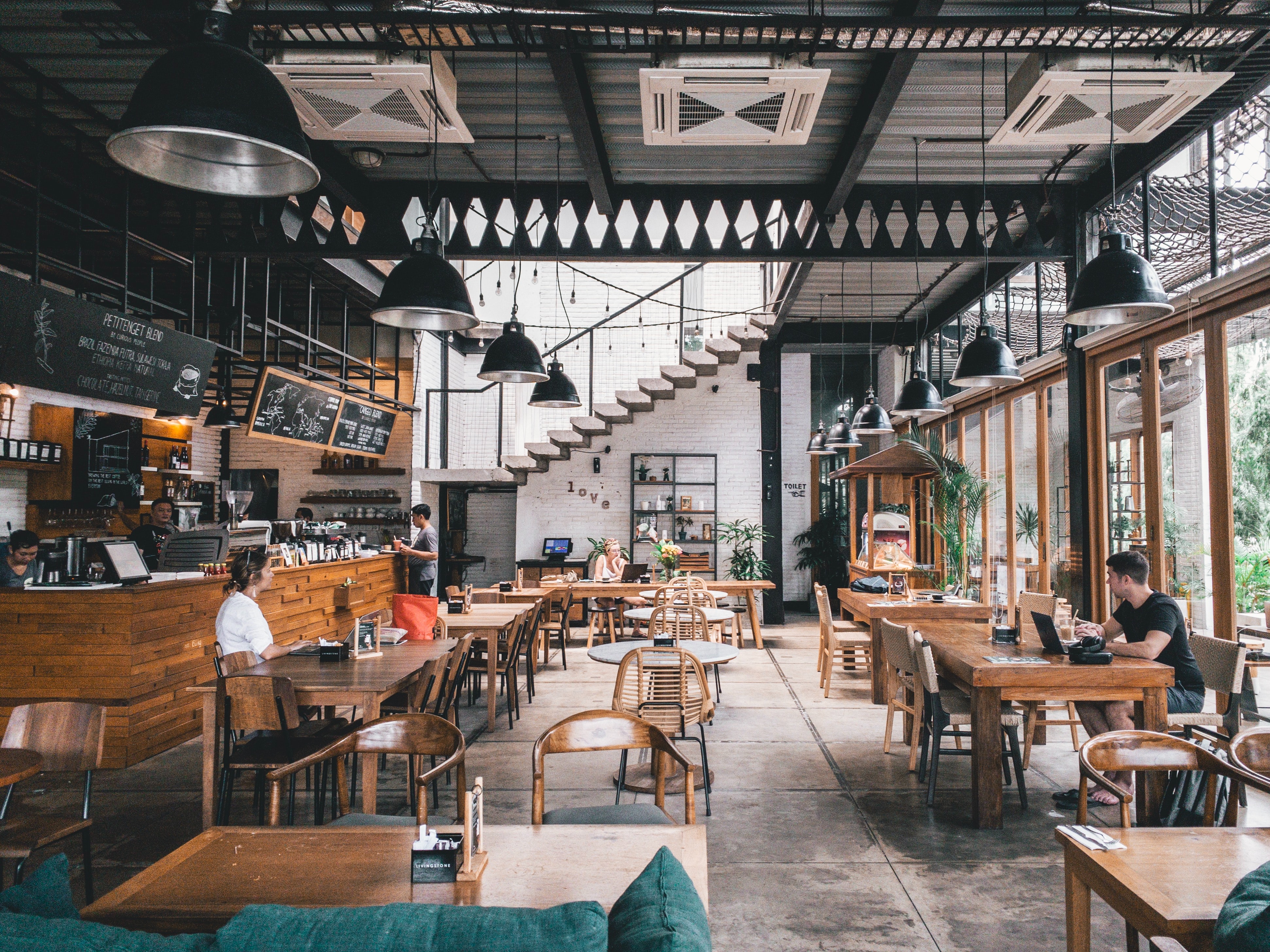 Café interior with tables and customers